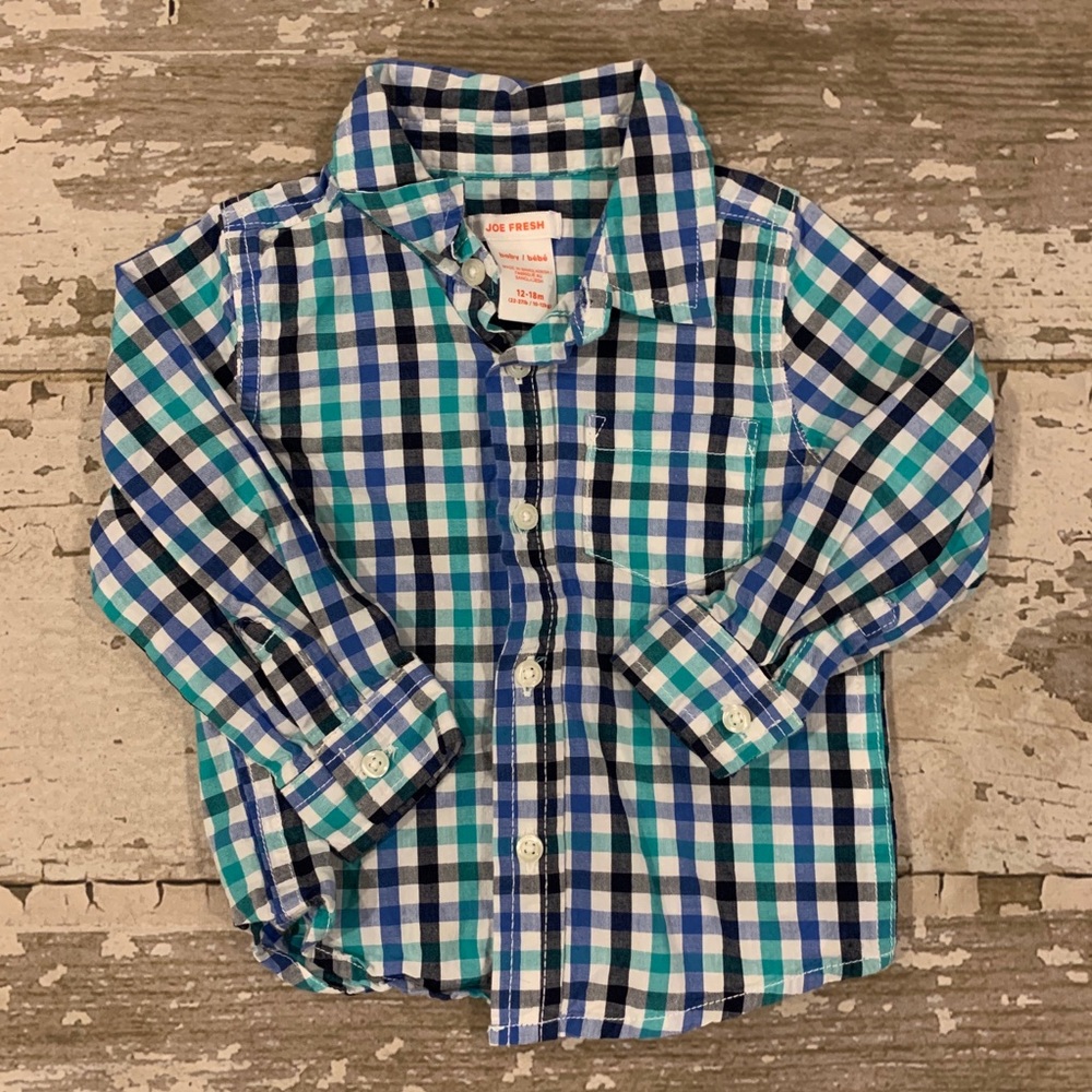 Joe fresh button up plaid shirt